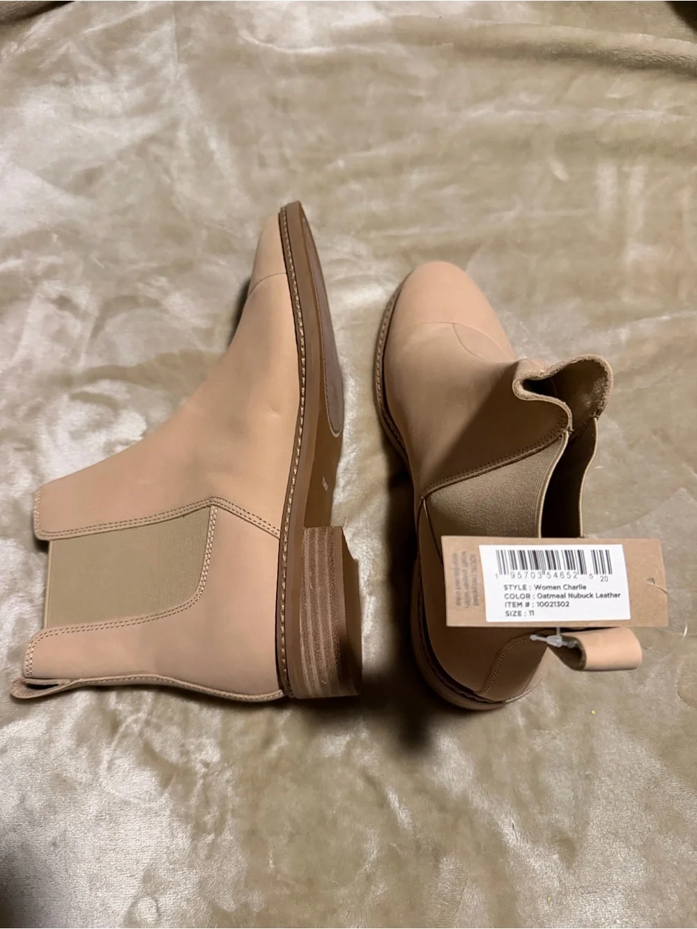 Toms Oatmeal Nubuck Leather Chelsea Ankle Boots